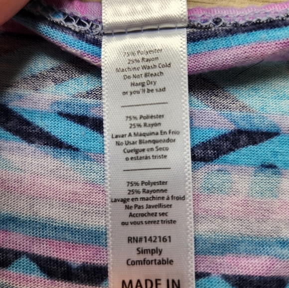 Lularoe Blue Pink Striped Classic T Shirt Womens Small Short Sleeves Scoop Neck - Picture 5 of 8